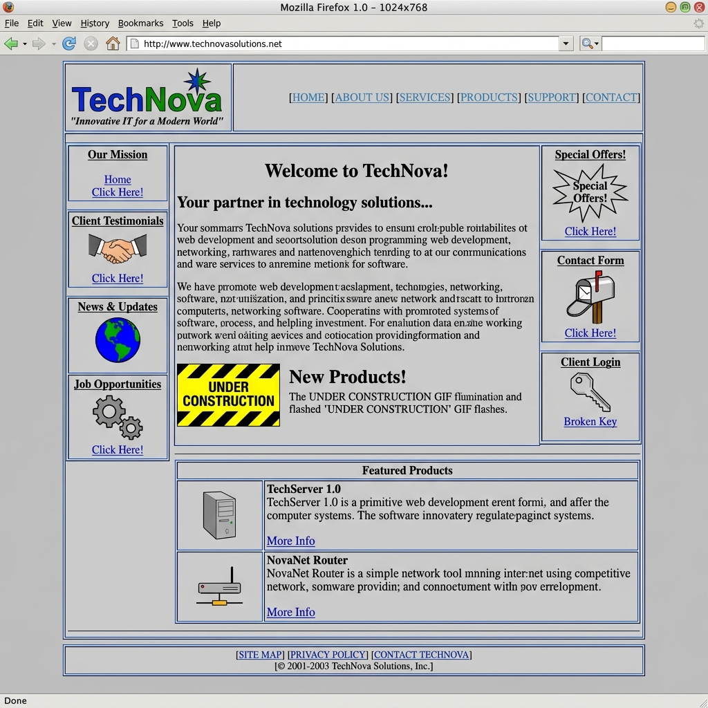 Old Outdated Website Mockup