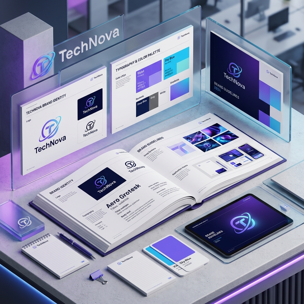 TechNova Brand Identity guidelines mockup