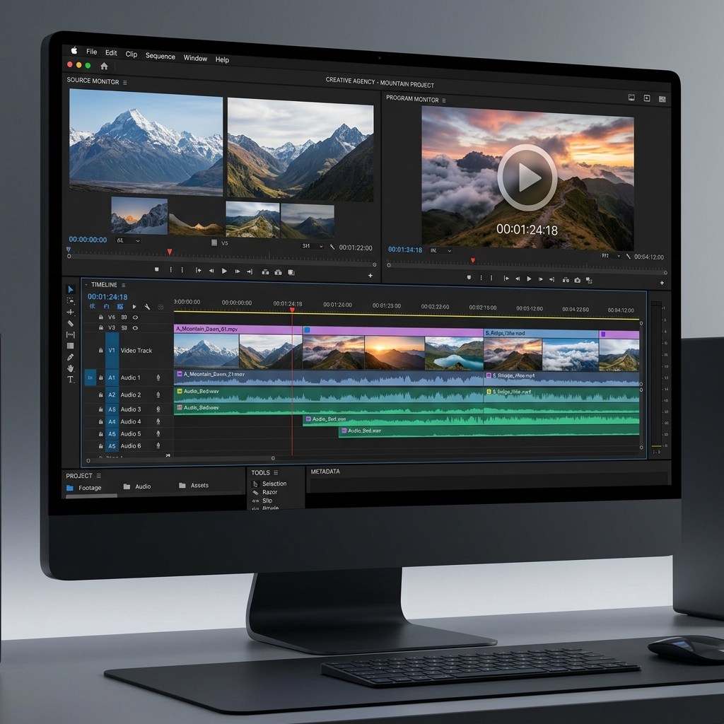 CloudPeak video editing waveform dashboard mockup
